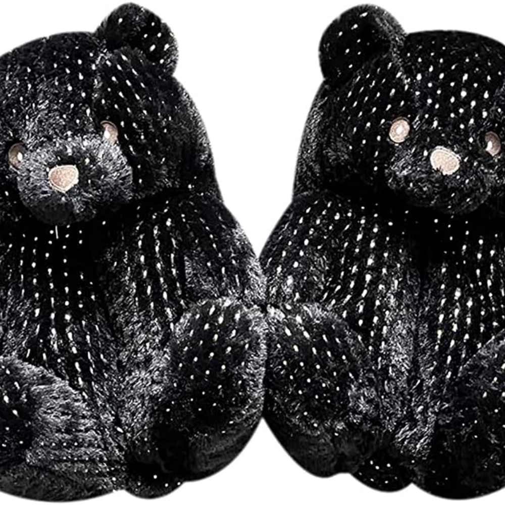 Black Teddy Bear Slippers